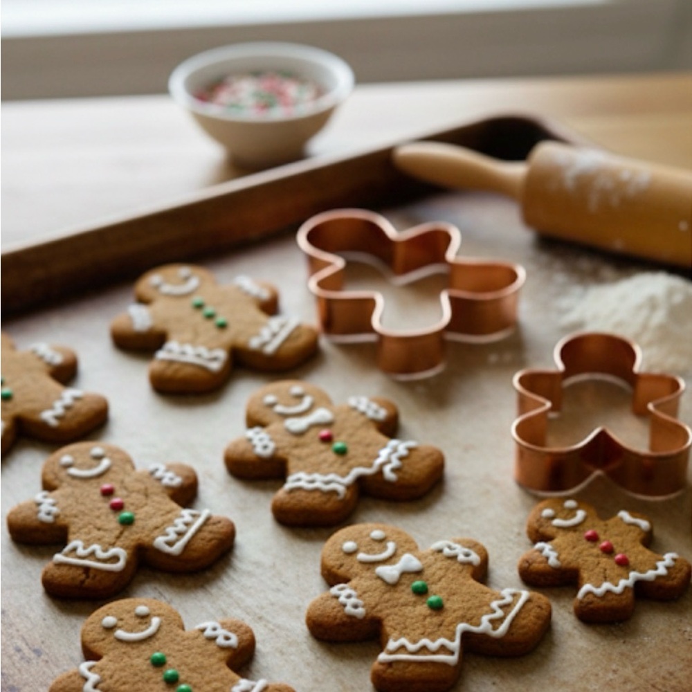 Vintage 6"/3” Gingerbread Boy Man Copper Plated Cookie Cutter Baking